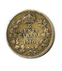 1910 Canada 5c Five Cents Silver Coin Half Dime Warped