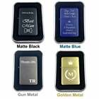 Engraved Metal Lighter Any Logo Any Text Personalised Flip Refillable   Gift Tin