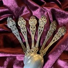 Floral Series By Alvin-set Of 6 Sterling Teaspoons-variety Of Flowers 5 5 8   