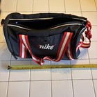 Nike Small Black Red White Duffle Gym Bag Zip Closure Adjustable Straps