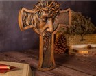 Vintage Wooden Jesus Christ Crucifix Wall Hanging Cross Crown Of Thorns Decor