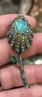 Vintage Rare Signed Hollycraft Green Ab Rhinestone Flower Pin Brooch