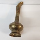 Vnt Antique Brass Vase Indian Engraved Brass Vase Inlay With Red Flower Etching