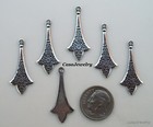  0403 Antiqued Sterling Silver Plated Earring Drop W top Hang Ring - 4 Pcs