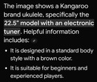 22 5  Kangaroo Ukulele Musical Hawaiian Guitar Faux Wood Beginners   Experienced