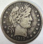 1913 S Barber Half Dollar completely Original Good Free Shipping