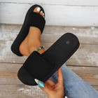 Womens Black Knit Slide Sandals Flat Woven Slip On Beach Slippers Casual New
