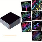 100pcs Scratch Art Paper Set Rainbow Magic Scratch-off Sheets With 2 Stylus