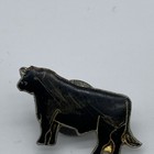 Vintage Black Bull Lapel Pin Gold Tone Enamel Hat Pin  