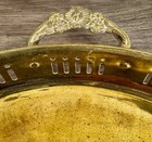 Vintage Brass Tray 10  Vanity Round Floral Handle Pierced Regency Cottage Granny