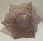 Vintage Art Deco Consolidated Glass Flush Mount Shade Pink W  Flowers Rare