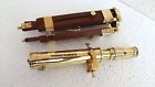 Vintage Brass Nautical Telescope On Wooden Tripod Stand Desktop Telescope