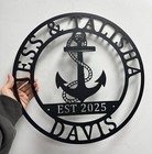 Custom Anchor Monogram Sign With Led  Nautical Name Sign  Marine Room Decor