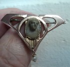 Vintage Italian Art Deco Gold And Pearl Lava Cameo Brooch C 1920s Italy