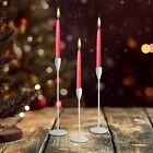 White Glossy Metal Candlestick Candle Holders Set 3 Halloween D  cor Centerpiece