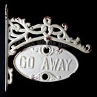 Large Welcome Go Away Swivel Metal Sign Cast Iron Antique White Heavy Duty 11 5 