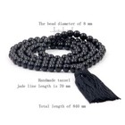 Handmade 8mm Black Agate Tibetan Buddhist 108 Prayer Beads Mala Necklace
