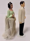 Bride   Groom Vintage Wedding Cake Topper Figurines Lot Of 2 Cloth Dress Vintage
