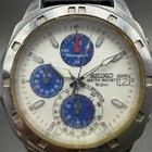 Seiko Chronograph Watch Men 39mm White Dial Silver Tone Date V657-9010 New Batt