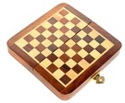 Collectible Folding Wooden Chess Set With Magnetic Crafted Pieces  7  X 7 