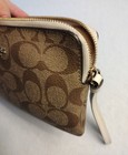 Authentic Coach Large Corner Zip Wristlet     Signature Khaki   Brown  fits Phone 
