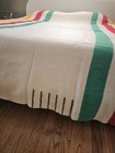 Vtg Hudson s Bay 6 Point Wool Blanket Multicolor Stripe Made In England 93 X 97
