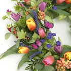 22 Inch Spring Summer Wreath Tulip Wreath For Front Door With Purple Tassels