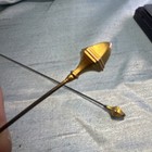 Pair Antique Victorian 10k Yellow Gold Marked Hat Hair Stick Pin X 2 6 5in Long 