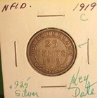 1919 C Newfoundland Canada Sterling Silver Quarter Vintage George 92 5  163 939