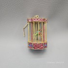 Vintage Chinese Cloisonne Enamel Parrot Bird Cage Christmas Ornament Tree D  cor