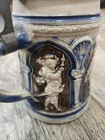 Antique 7  German Beer Stein 0 5l Salt Glaze Relief Pewter Lid C 1900 Jugendstil