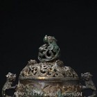 7  Chinese Ancient Bronze Dynasty Dragon Beast 3 Leg Incense Burner Censer
