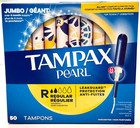 Tampax Pearl Tampons  Regular Absorbency  Leakguard Braid Protection  50 Count