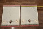 Vintage Set Of 2 Country Rooster Chicken Embroidered Rod  Valances W 2 Panels