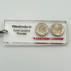 Vintage 1990 Westvaco Dime Coin Advertising Key Chain Fob Ring  paradigm Change 