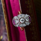 Art Deco Style Round 1 45ct Lab Created Diamond   Ruby Wedding 925 Silver Ring