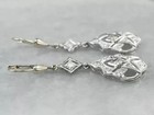 1 30ct Round Simulated Diamond Drop Antique Style Earring 14k White Gold Plated