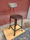 Vintage Retro Industrial Hallowell Metal Stool Chair Mcm Adjustable Height 