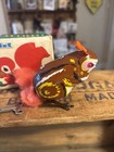 Vintage Tin Litho Wind Up Squirrel Toy - Boxed   Working - Made In China
