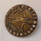 Antique Brass French Fops 1 25  Button W  Cut Steel Border Sewing Button