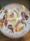 Antique Gwtw Painted Roses Flowers Glass Globe Oil Lamp Shade Signed Colette