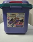 Vintage Eagle Craftstor Tote Purple Pink Teal Plastic Craft Sewing Storage Caddy