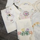 Vintage Embroidered Placemats Hand Towels Doilies Table Runner 21 Items Handmade