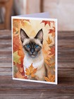 Siamese Cat In Fall Leaves Greeting Cards Envelopes Pack Of 8 Dac7171gca7p