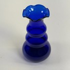Cobalt Blue Graduated Sections Ruffled Rim Bud Vase - Vintage
