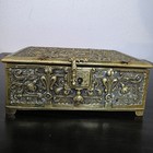 Antique Erhard   S  hne Silvered Brass High Relief Jewelry Box Rare