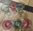 Set Of Vintage J  Preziosi Lavorato A Mano Italian Art Shot Glasses-pink green