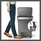 Simplehuman Stainless Steel Plastic Kitchen Trash Can Bin Gray 45l Liner Step