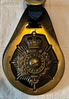 Vintage Royal Marines Car Badge  Per Mare Per Terra  Brass leather
