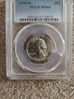 1955 D 25c Washington Quarter Pcgs Ms64